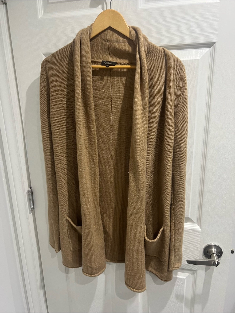 T Babaton Open-Front Camel Cardigan Sweater